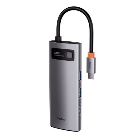 Переходник BASEUS Metal Gleam Series 5-in-1, Разветвитель, Type-C - USB3.0  USB2.0  HDMI  PD  4K - 6