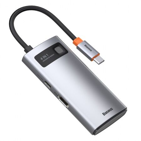 Переходник BASEUS Metal Gleam Series 4-in-1, Разветвитель, Type-C - USB3.0  USB2.0  HDMI  PD, сер - 5