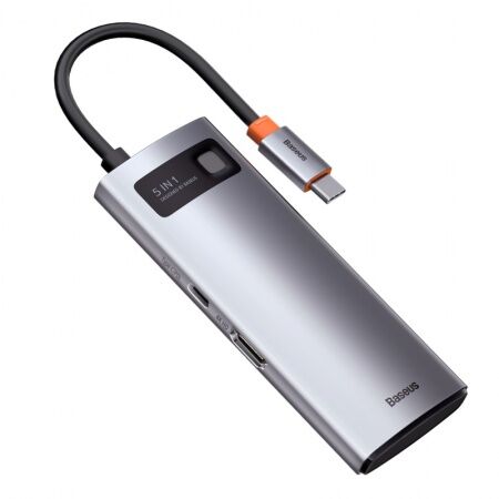Переходник BASEUS Metal Gleam Series 5-in-1, Разветвитель, Type-C - USB3.0  USB2.0  HDMI  PD  4K - 1