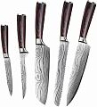 Набор кухонных ножей Spetime 5-Pieces Kitchen Knife Set Red RU  G05-RE - фото