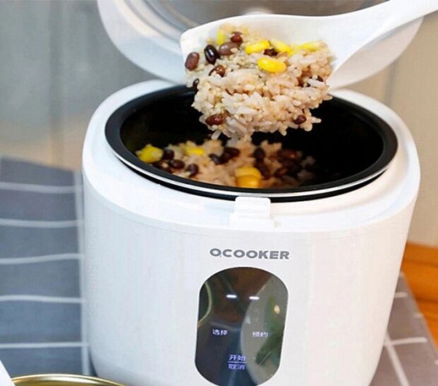 Рисоварка QCoocer Circle Kitchen Mini Anti-overflow Rice Cooker Retro 1.2L CR-FB01B (White) - 5