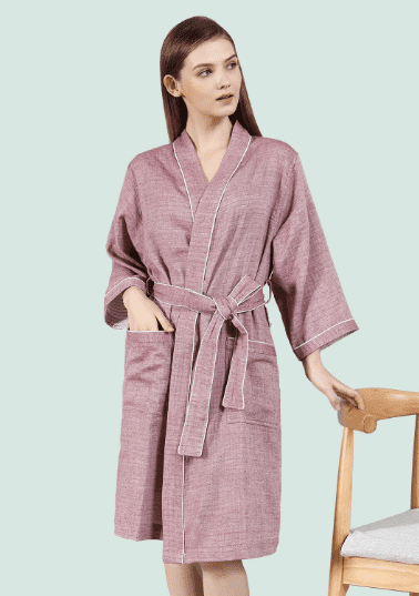 Домашний халат Amain About Juya Cotton Double-Layer Yarn Home Robe (Pink/Розовый) - 2