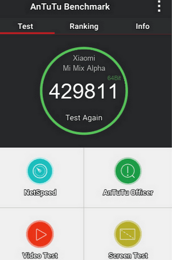 Результаты теста по AnTuTu для Mi MIX Alpha